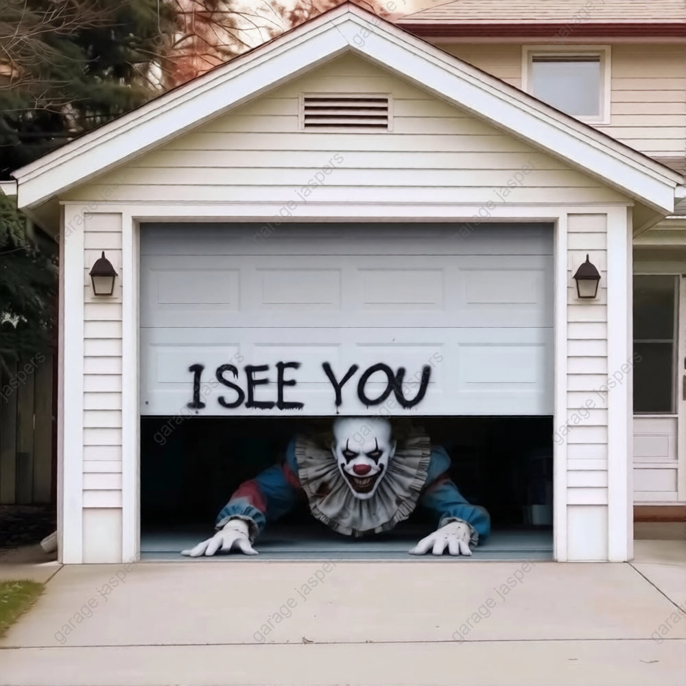 Peeking Clown (Limited Edition) | Halloween Garage Door Cover